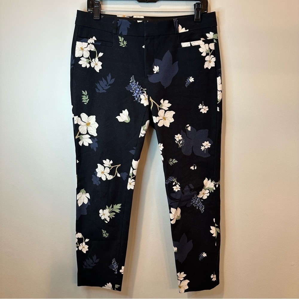Banana‎ Republic Sloan Slacks Floral Black Womens 6